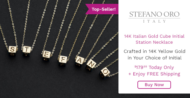 215-269 | Stefano Oro 14K Gold Polished Choice of Cube Initial Station Necklace