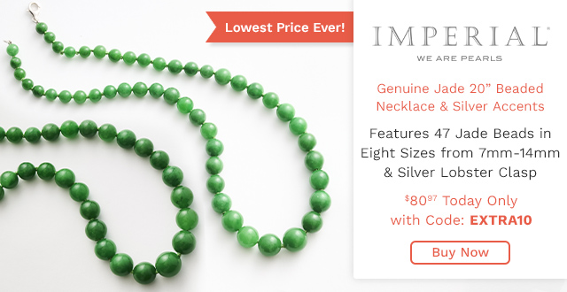 203-852 | Imperial Pearl Sterling Silver Dyed Green Jade Graduated Bead 20" Necklace