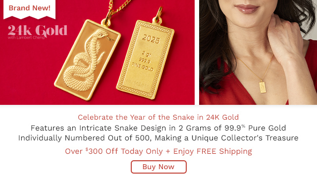 216-238 | Lambert Cheng 24K Gold Ltd Ed "2025 Year of the Snake" 2-Gram Ingot Pendant