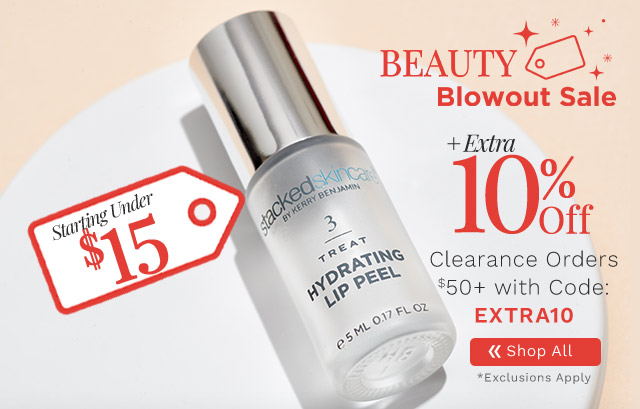 324-049 Beauty Blowout Sale | Starting Under $15 Plus Extra 10% Off Clearance Orders $50+ with Code: EXTRA10 *Exclusions Apply