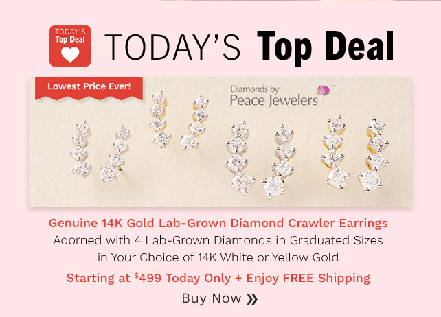 214-749 | Genuine 14K Gold Lab-Grown Diamond Crawler Earrings