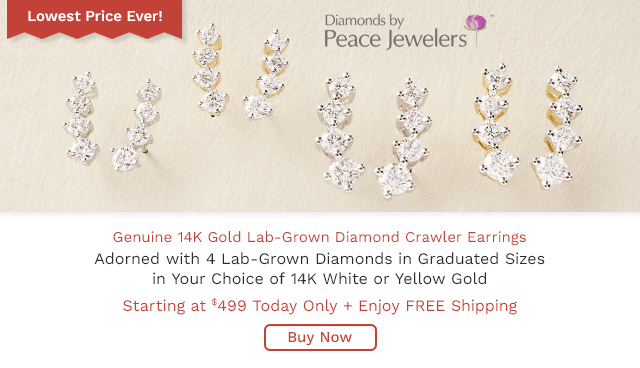 214-749 | Peace Jewelers 14K Gold Choice of Carat Weight Lab Grown Diamond Crawler Earrings