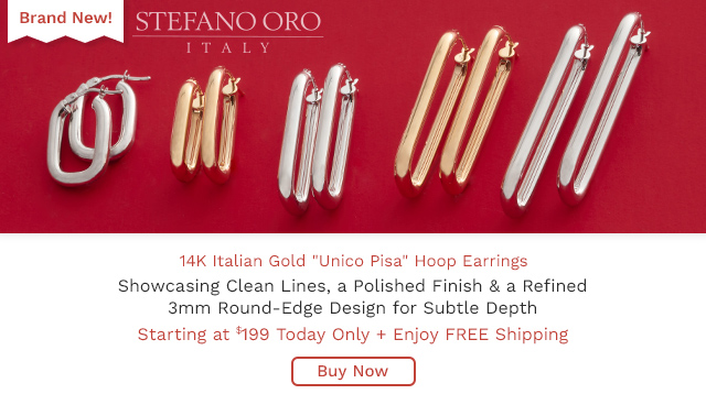 216-101 | Stefano Oro 14K Gold Tubing "Unico Pisa" 3mm Choice of Size Hoop Earrings