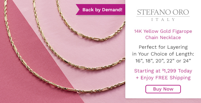 197-403 | Stefano Oro 14K Gold Choice of Length Figarope Chain Necklace