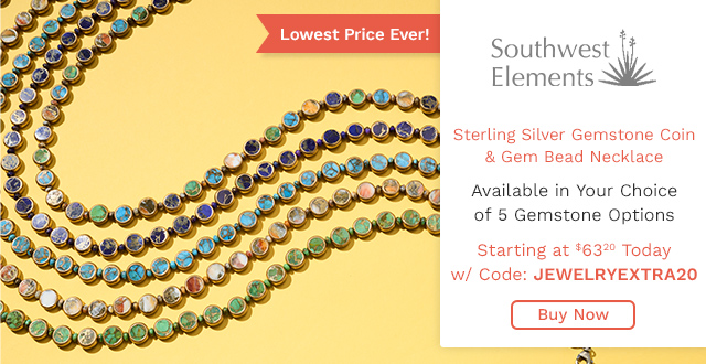 213-930 | Southwest Elements Sterling Silver Choice of Gemstone Coin & Gem Bead Necklace