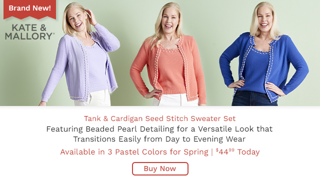 776-258 | Kate & Mallory® Tank & Cardigan Seed Stitch Sweater Set