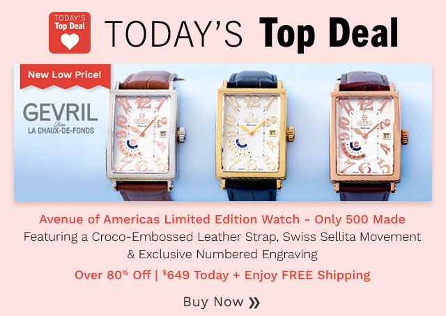 928-512 | New Low Price! |  Avenue of Americas Limited Edition Watch - Only 500 Made Featuring a Croco-Embossed Leather Strap, Swiss Sellita Movement & Exclusive Numbered Engraving Over 80% Off | $649 Today + Enjoy FREE Shipping