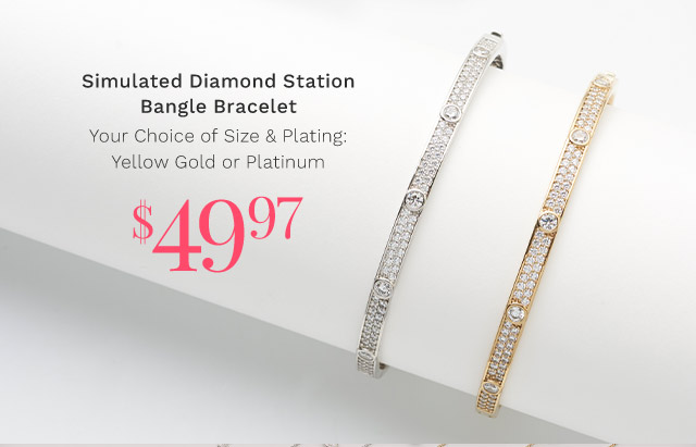 213-360 | Simulated Diamond Station Bangle Bracelet