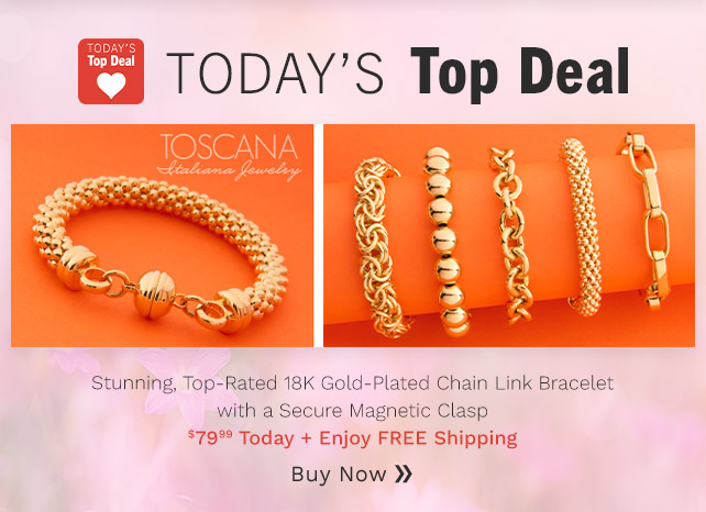 206-693 | Toscana Italiana 18K Gold Plated Choice of Chain Link Bracelet w/ Magnetic Clasp