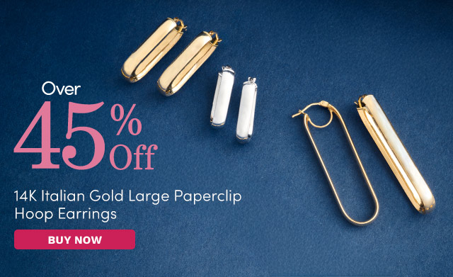 J651661 | 14K Italian Gold Large Paperclip Hoop Earrings