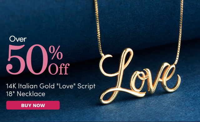 J654986 | 14K Italian Gold "Love" Script 18" Necklace