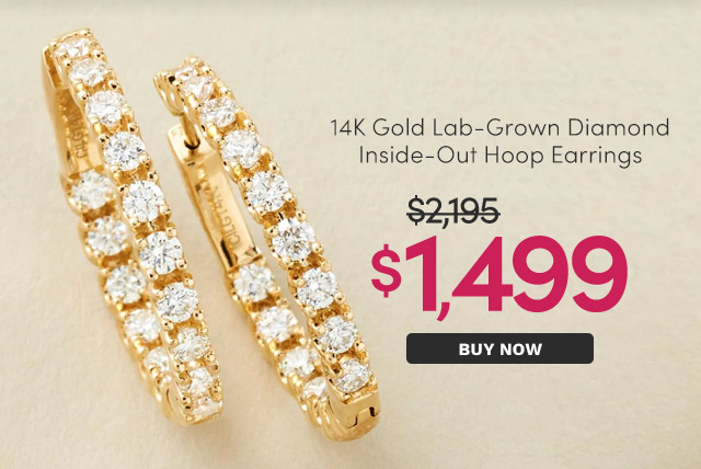 J641720 | 14K Gold Lab-Grown Diamond Inside-Out Hoop Earrings