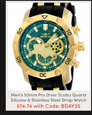 Men's 50mm Pro Diver Scuba Quartz Silicone & Stainless Steel Strap Watch