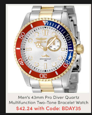 Men's 43mm Pro Diver Quartz Multifunction Two-Tone Bracelet Watch