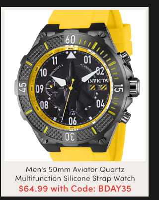 Men's 50mm Aviator Quartz Multifunction Silicone Strap Watch