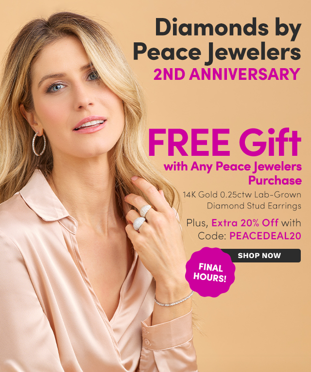 20% Off Diamonds by Peace Jewelers Use Code: PEACEDEAL20  + FREE GIFT with Purchase: 14K Gold .25ctw Lab-Grown Diamond Stud Earrings