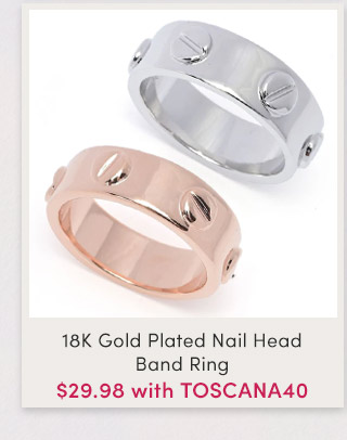 J639646 | 18K Gold Plated Nail Head Band Ring