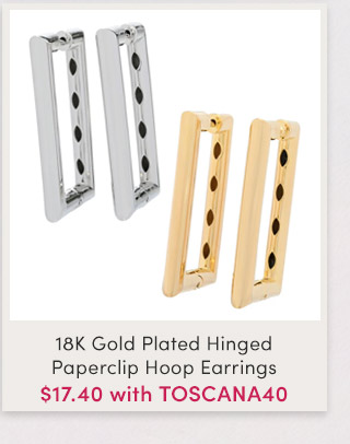 J654700 | 18K Gold Plated Hinged Paperclip Hoop Earrings
