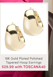 J625441 | 18K Gold Plated Polished Tapered Hoop Earrings
