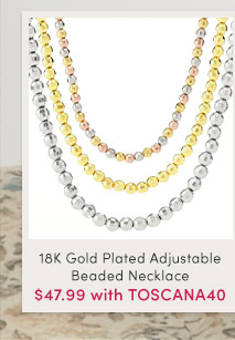 J652553 | 18K Gold Plated Adjustable Beaded Necklace