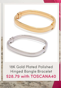 J651978 | 18K Gold Plated Polished Hinged Bangle Bracelet