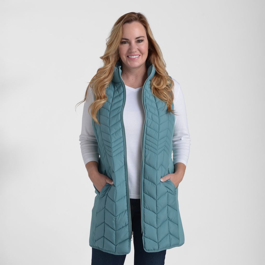 Image of Christopher & Banks Mock Neck Quilted Long Vest