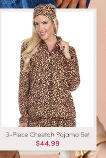 White Mark Women's 3-Piece Cheetah Pajama Set