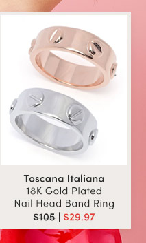 J639646 | Toscana Italiana 18K Gold Plated Nail Head Band Ring