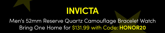 INVICTA | Men's 52mm Reserve Quartz Camouflage Bracelet Watch | Bring One Home for $131.99 with Code: HONOR20