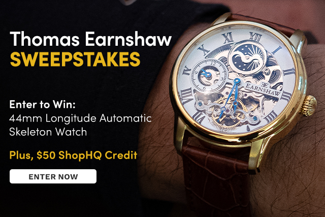 Thomas Earnshaw Sweepstakes | Enter to Win: 44mm Longitude Automatic Skeleton Watch Plus, $50 ShopHQ Credit