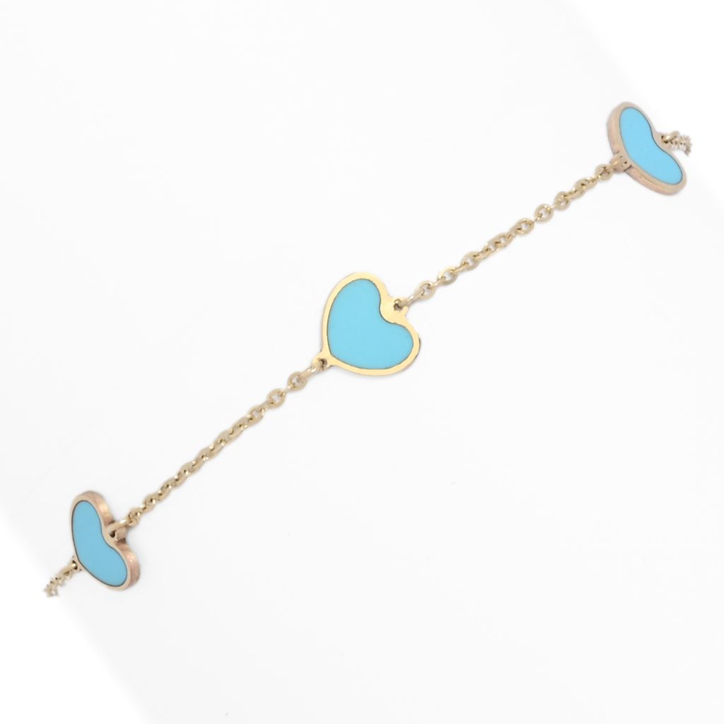 Image of Sabrina Designs 14K Gold Turquoise Heart Station Bracelet