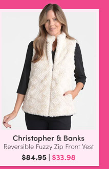 Christopher & Banks Reversible Fuzzy Zip Front Vest