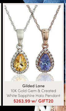 Gilded Lane 10K Gold Gem & Created White Sapphire Halo Pendant | $263.99 w/ GIFT20