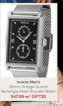 46860 | Invicta Men's 30mm Vintage Quartz Multifunction Rectangle Mesh Bracelet Watch | $47.99 w/ GIFT20