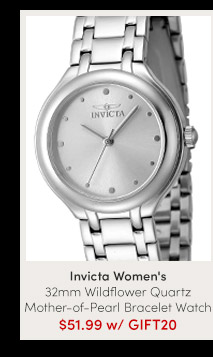 48230 | Invicta Women's 32mm Wildflower Quartz Mother-of-Pearl Bracelet Watch | $51.99 w/ GIFT20