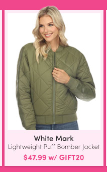 White Mark Lightweight Diamond Quilted Puffer Bomber Jacket | $47.99 w/ GIFT20