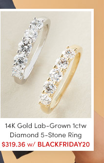 14K Gold Lab-Grown 1ctw Diamond 5-Stone Ring