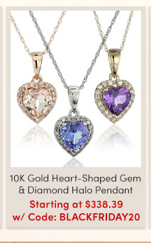 10K Gold Heart-Shaped Gem & Diamond Halo Pendant Starting at $338.39 w/ BLACKFRIDAY20