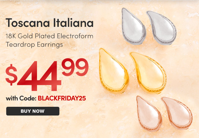 J649113 | 18K Gold Plated Electroform Teardrop Earrings - $44.99 with Code: BLACKFRIDAY25