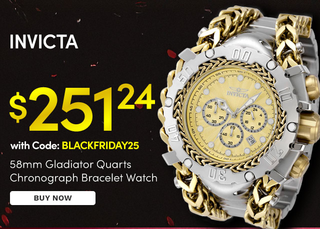 48416 | Invicta Men's 58mm Gladiator Quarts Chronograph Chain Bracelet Watch - $251.24 with Code: BLACKFRIDAY25