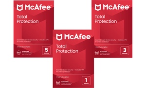 Abonnement McAfee Total Protection pour 1, 3 ou 5 appareils