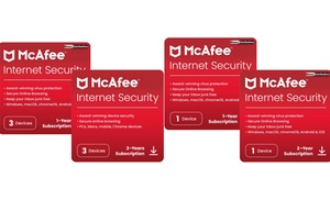 1 ou 2 ans d'abonnement McAfee Internet Security 2025