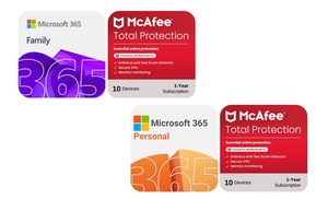 Microsoft 365 Family of Personal met McAfee Total Protection: 1 jaar