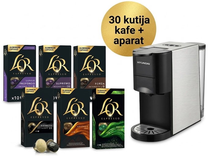 L'OR kapsule za kafu + Hyundai Aparat za kafu 2u1 HY-513K