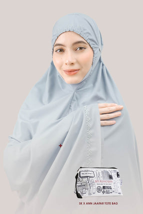 [Online Exclusive] Telekung Modish Jasmina RE + Ann Jaafar Pouch Bag