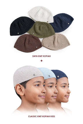 [Cilik Special Deals] Zayn Knit Kopiah + Classic Knit Kopiah Kids