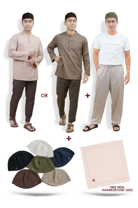 [Road to Ramadhan] Amir Polo Top / Anas Top + Tc Men Relaxed Pants + Zayn Knit Kopiah + Free Men Handkerchief 2025