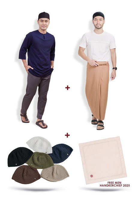 [Road to Ramadhan] Aman Polo Top + Houndstooth Pelikat + Zayn Knit Kopiah + Free Men Handkerchief 2025