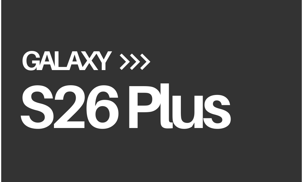 an image of a black and white samsung s26 plus logo