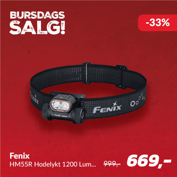 Fenix HM55R Hodelykt Sort 1200 Lumen Sort